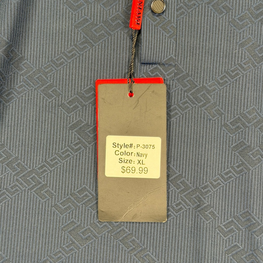 Pavini Polo Shirt Geometric Pattern Navy Short Sleeve XL - Picture 5 of 8